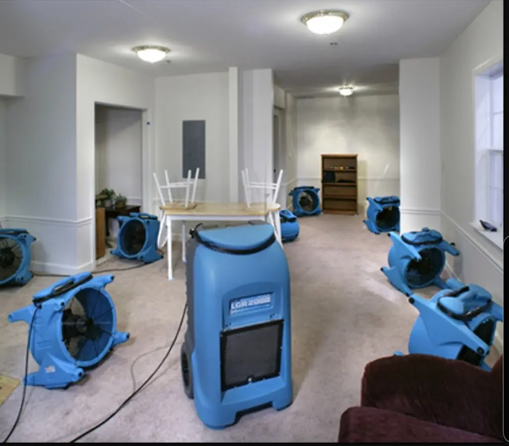 Air movers and dehumidifier setup for Water Extraction & Removal in Fort Meade